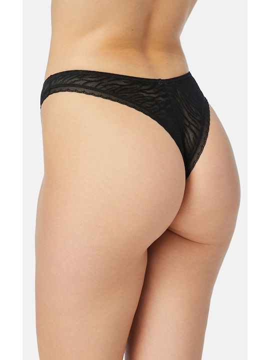 Minerva Cotton Women's Brazil with Lace Black