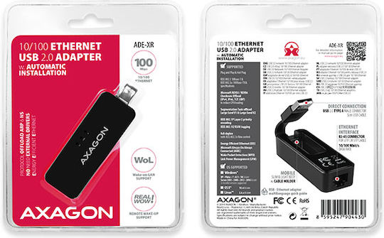 Axagon ADE-XR Adaptor Rețea USB cu Conexiune Cablată Ethernet