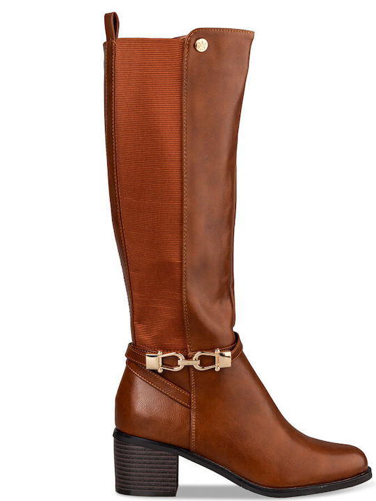 Envie Shoes Synthetic Leather Riding Boots Brown