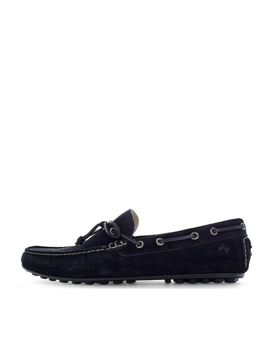 Leather Women's Moccasins in Blue Color