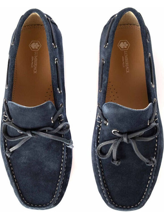 Leather Women's Moccasins in Blue Color