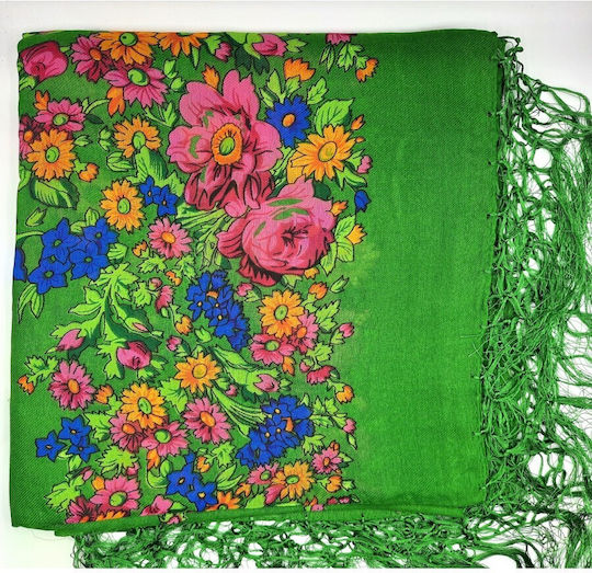 Afoi Giannakopouloi Women's Green Scarf Traditional Costume Accessory