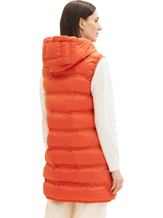 Lang Damen Ärmellos Puffer Jacke für Winter Orange