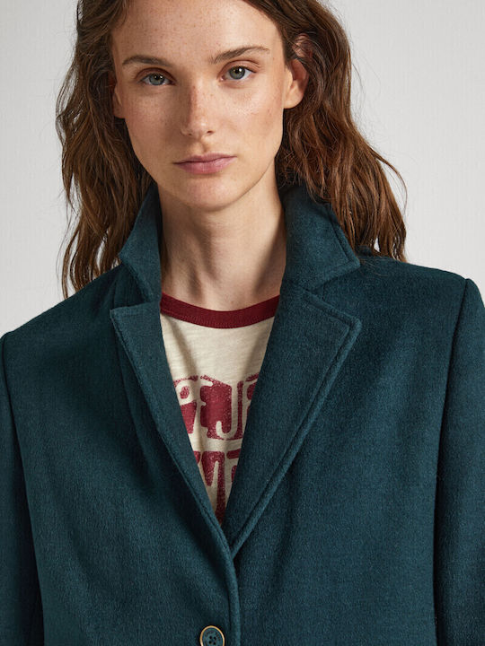 Nica Women's Green Coat with Buttons