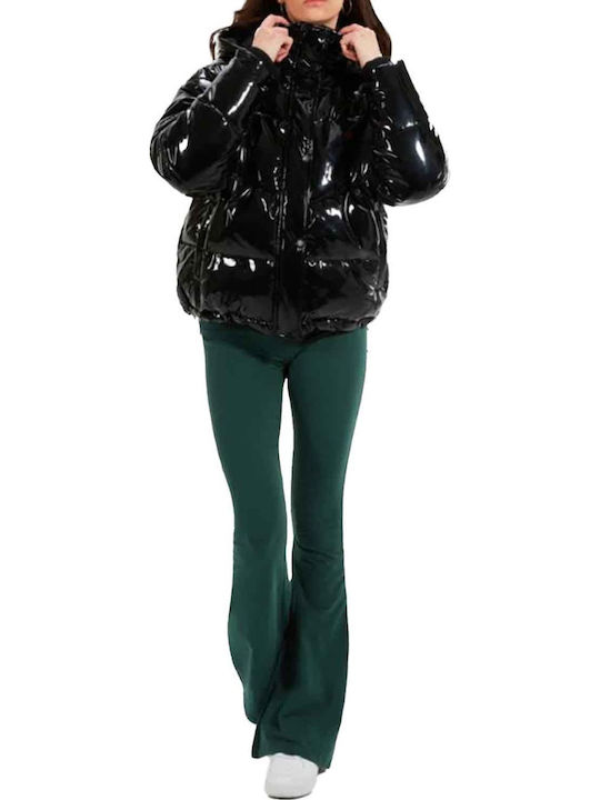 Women's Short Puffer Jacket for Winter Black