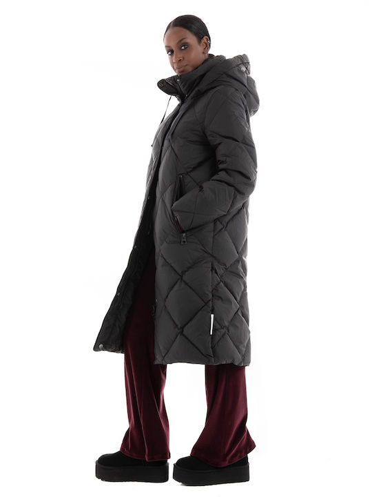 Marc O'Polo Lang Damen Puffer Jacke für Winter Schwarz