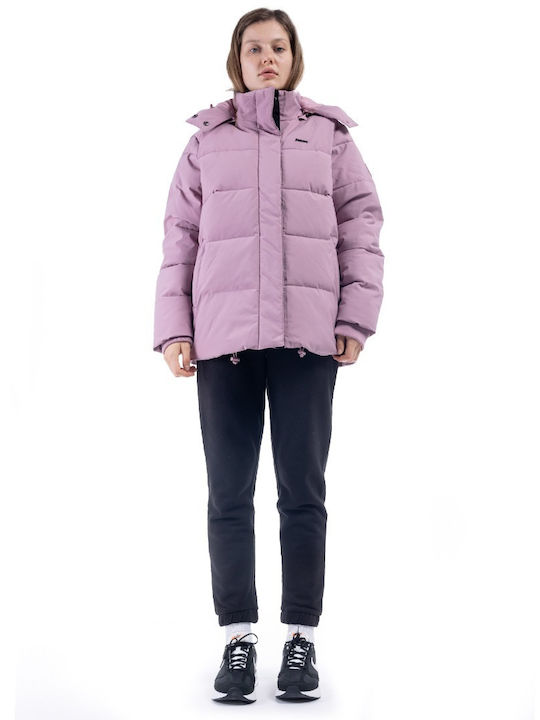 Scurtă Jachetă de femei Puffer pentru iarnă Roz