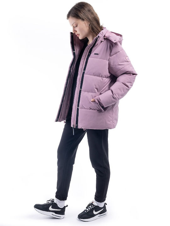 Scurtă Jachetă de femei Puffer pentru iarnă Roz
