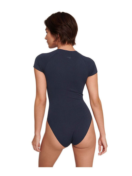 Lingerie Short Sleeve Bodysuit Navy Blue