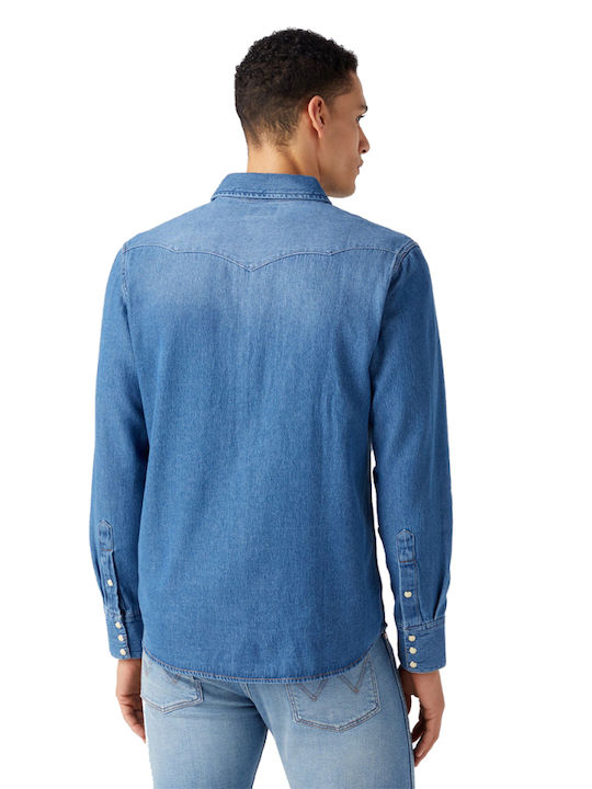 Wrangler Men's Shirt Long Sleeve Denim Blue