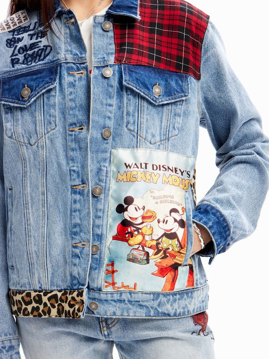 Mickey Mouse Κοντό Γυναικείο Τζιν Μπουφάν Μπλε