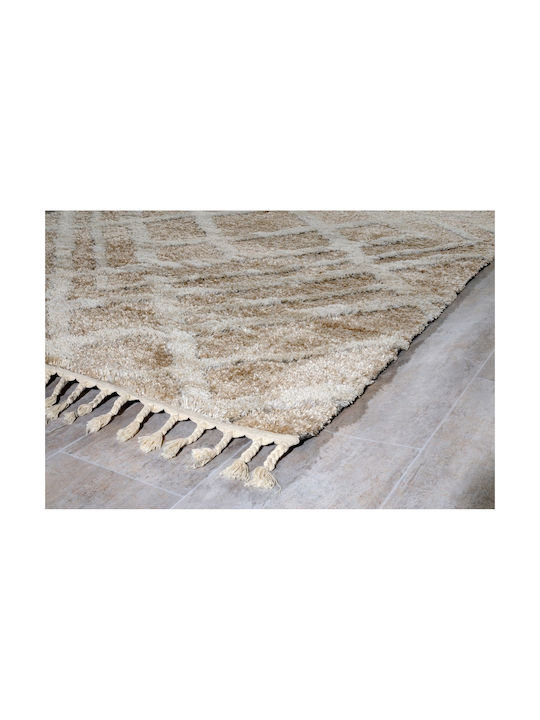 Tzikas Carpets Dolce 38834-060 Λευκο- Χειροποίητο Χαλί Ορθογώνιο με Κρόσια Λευκο- Κρεμ