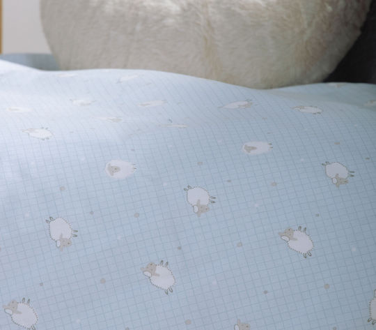 Nef-Nef Homeware Baby Sheets Sweet Sheep Light Blue Fitted Set 120x170cm