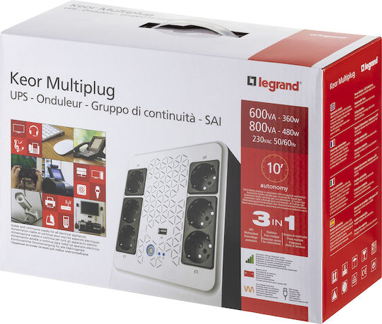 Legrand Keor Multiplug FR UPS Line-Interactive 800VA 480W με 6 Schuko Πρίζες