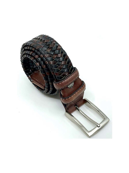 Legend Accessories Men's Knitted Leather Elastic Belt Black