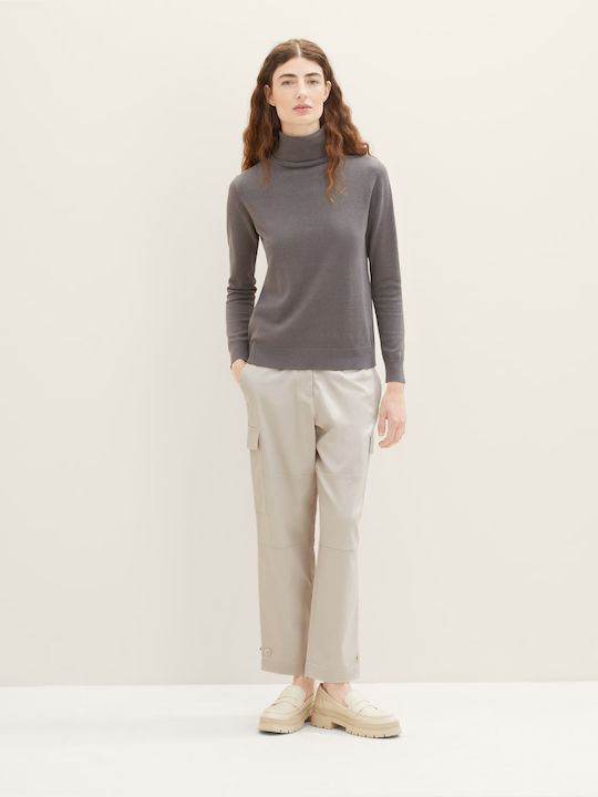 Tom Tailor Damen Langarm Pullover Rollkragen Gray