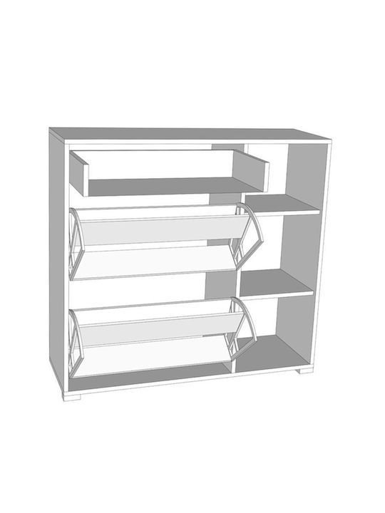 Suport pentru pantofi Arco 2 cu 4 Rafturi Beton cenușiu - Alb L102xW33xH94.5cm