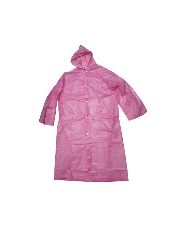 Impermeabil cu glugă și nasturi one-size Transparent-fluo Pink