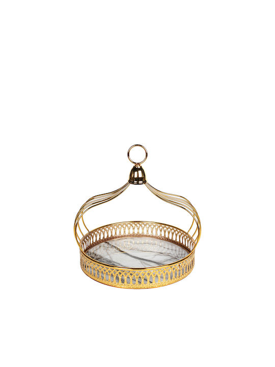 Keskor Metallic Round Decorative Tray 32x32x33cm