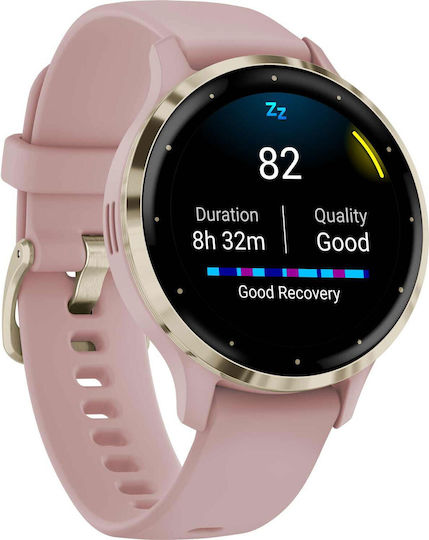 Garmin Venu 3S Stainless Steel 41mm Waterproof Smartwatch with Heart Rate Monitor (Soft Gold Stainless Steel Bezel with Dust Rose Case and Silicone Band)