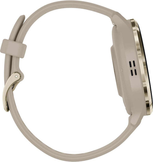 Garmin Venu 3S Stainless Steel 41mm Αδιάβροχο Smartwatch με Παλμογράφο (Soft Gold Stainless Steel Bezel with French Gray Case and Silicone Band)