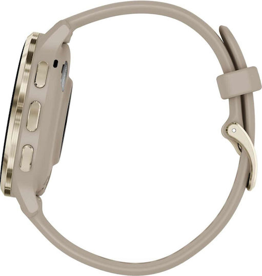 Garmin Venu 3S Stainless Steel 41mm Αδιάβροχο Smartwatch με Παλμογράφο (Soft Gold Stainless Steel Bezel with French Gray Case and Silicone Band)