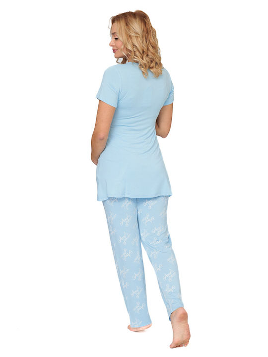 Pregnancy and breastfeeding pajamas (36034) - Blue
