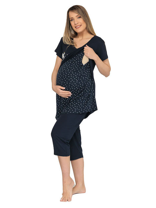 Maternity and Nursing Pyjamas (36026) - Blue