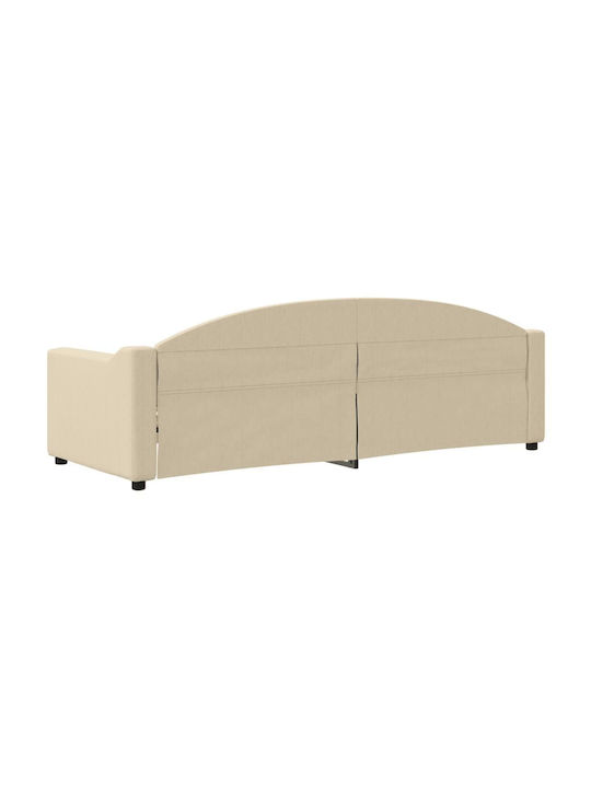 Sofa Bett Einzelbett Mit Stoff bezogen Beige mit Latten für Matratze 80x200cm