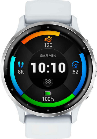 Garmin Venu 3 Stainless Steel 45mm Waterproof Smartwatch with Heart Rate Monitor (Silver Stainless Steel Bezel with Whitestone Case and Silicone Band)
