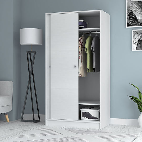 Double Door Wardrobe Sliding Misra White 94x52x182cm