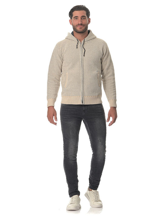 G Secret Men's Sweatshirt Jacket with Hood Beige