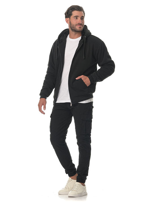 G Secret Men's Sweatshirt Jacket with Hood Black