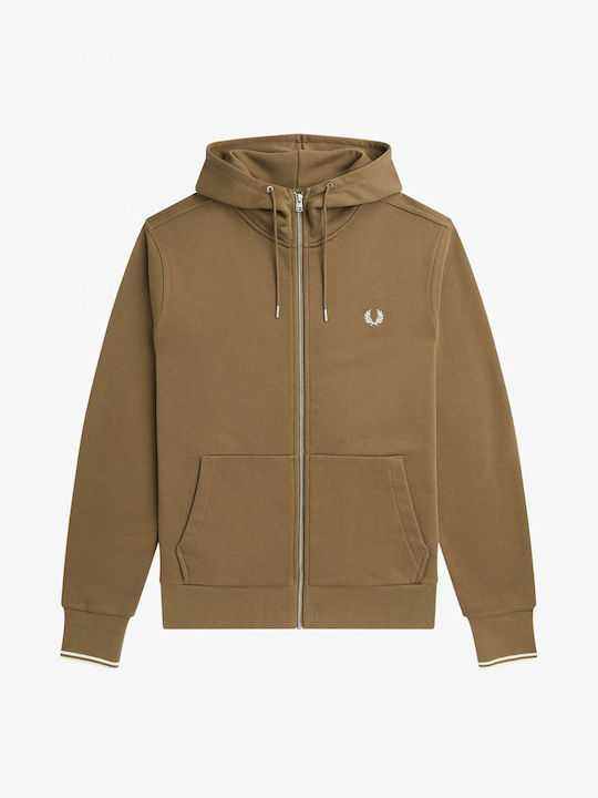 Fred Perry Men's Sweatshirt Jacket with Hood Gray