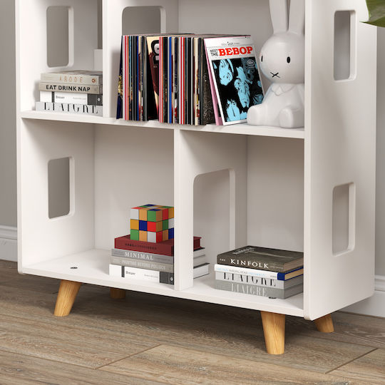 Bücherregal Boden Weiß 65x25x108.5cm