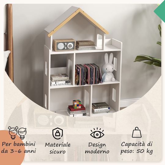 Bücherregal Boden Weiß 65x25x108.5cm