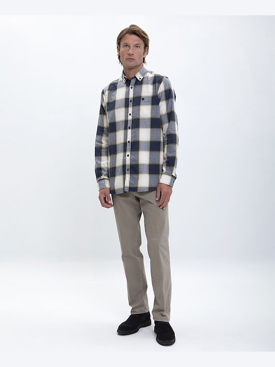 Basefield Men's Shirt Long Sleeve Checked Green