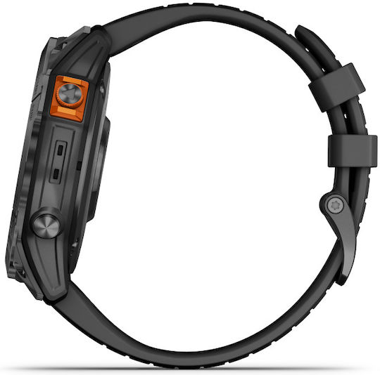 Garmin Fenix 7X Pro Solar Stainless Steel 51mm Waterproof Smartwatch with Heart Rate Monitor (Slate Grey with Black Band)