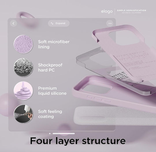 Elago Liquid Umschlag Rückseite Silikon 1.7mm Flieder (iPhone 15 Pro Max)