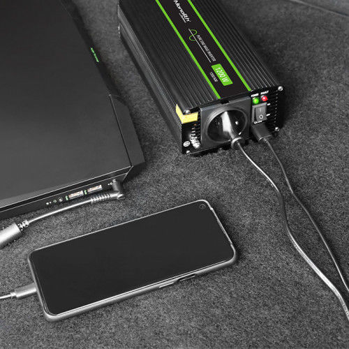 Qoltec Pure Sine Wave Power Inverter 1200W with Input Voltage 24V 51937