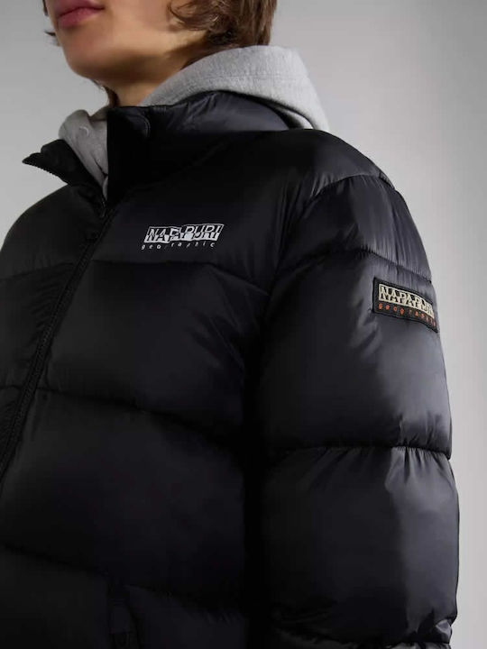 A-box Women's Long Puffer Jacket for Winter Black