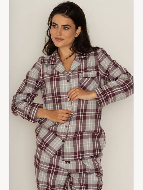 Bonatti Winter Damen Pyjama-Set Baumwolle Burgundisch Iris