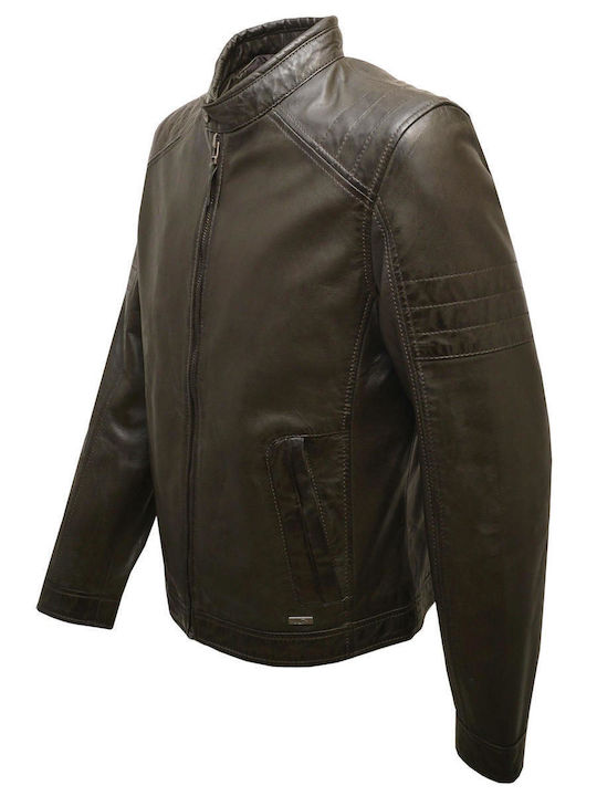 Δερμάτινα 100 Men's Winter Leather Jacket Gray