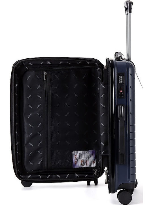 Lavor Large Hard Blue Travel Suitcase with 4 Wheels Height 75cm