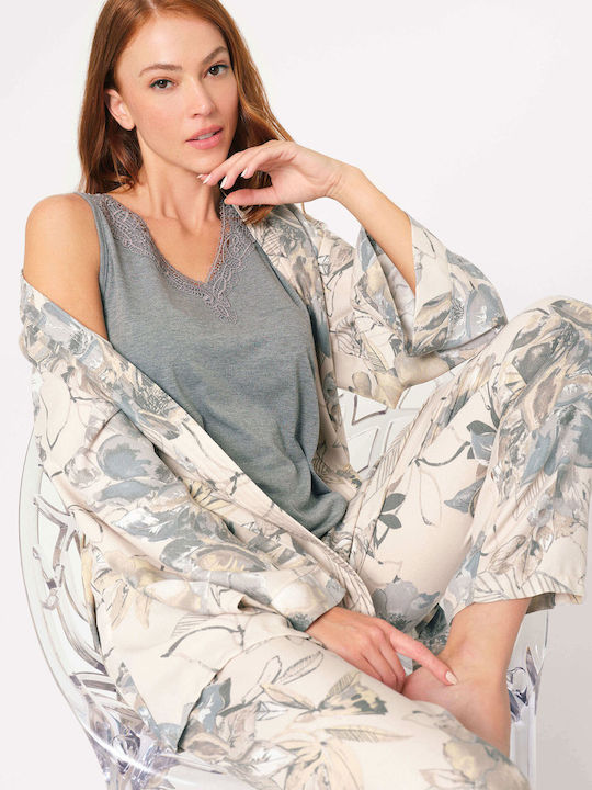 Anil Ev & Ic Giyim Winter Women's Pyjama Set Cotton White