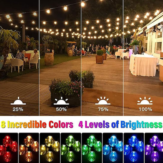 Rixme Κρεμαστό Ηλιακό Φωτιστικό Γιρλάντα RGB με Τηλεχειριστήριο