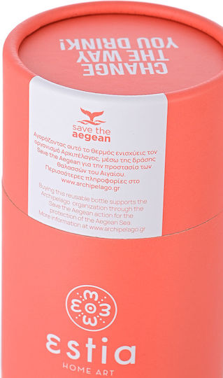 Estia Travel Flask Save the Aegean Flasche Thermosflasche Rostfreier Stahl BPA Frei 500ml Fusion Coral