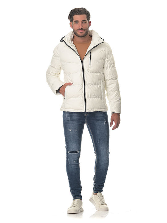 G Secret Herren Winter Jacke Lässig Wasserdicht Weiß