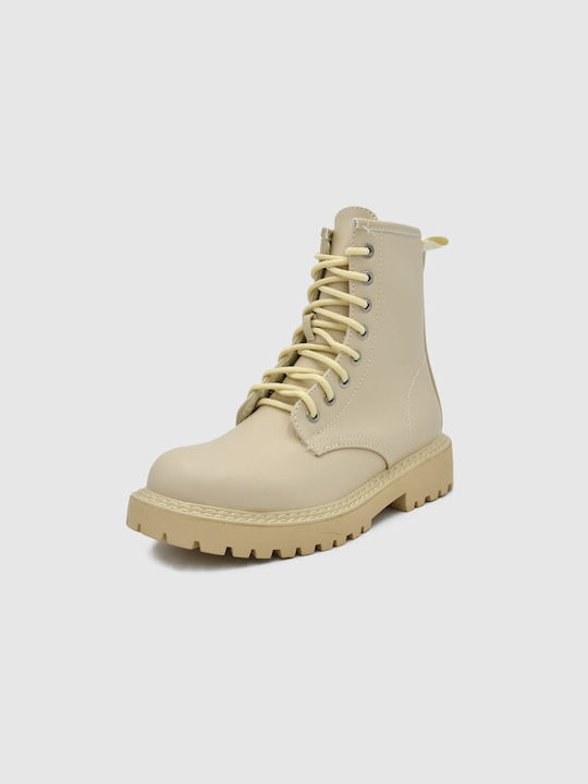 Joya Women's Combat Boots Beige