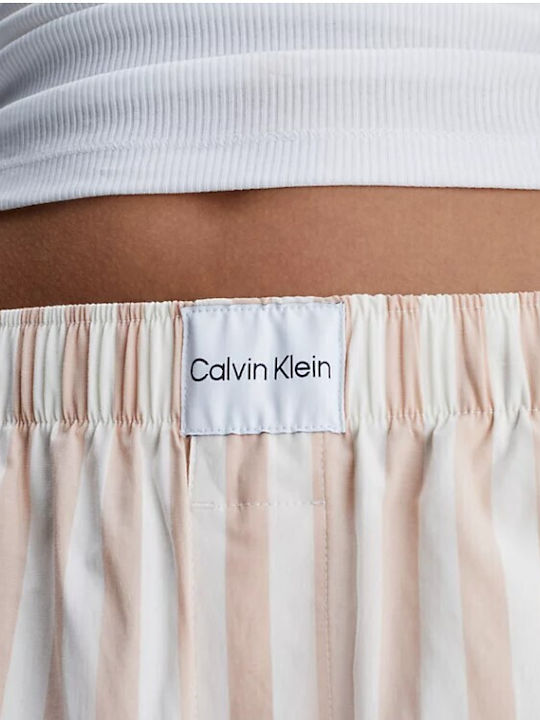 Calvin Klein Χειμερινό Βαμβακερό Γυναικείο Παντελόνι Πιτζάμας Λευκό